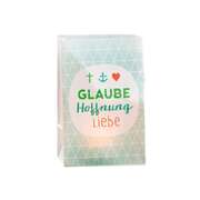 Glas-Windlicht-Dekotüten - Glaube, Hoffnung, Liebe Glas-Windlicht-Dekotüten - Glaube, Hoffnung, Liebe
