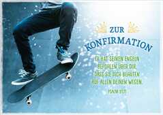 Faltkarte "Skateboardsprung" - Konfirmation