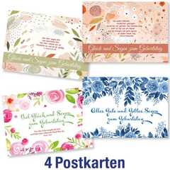Postkartenserie: Geburtstag - gemischte Grafikmotive 4 Stk. Postkartenserie: Geburtstag - gemischte Grafikmotive 4 Stk.