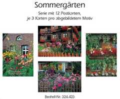 Postkartenserie Sommergärten, 12 Stück