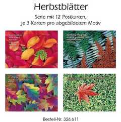 Postkartenserie Herbstblätter, 12 Stück