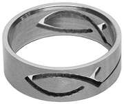 Edelstahlring "Ichthys-Fisch", Größe 21, gelasert Edelstahlring "Ichthys-Fisch", Größe 21, gelasert